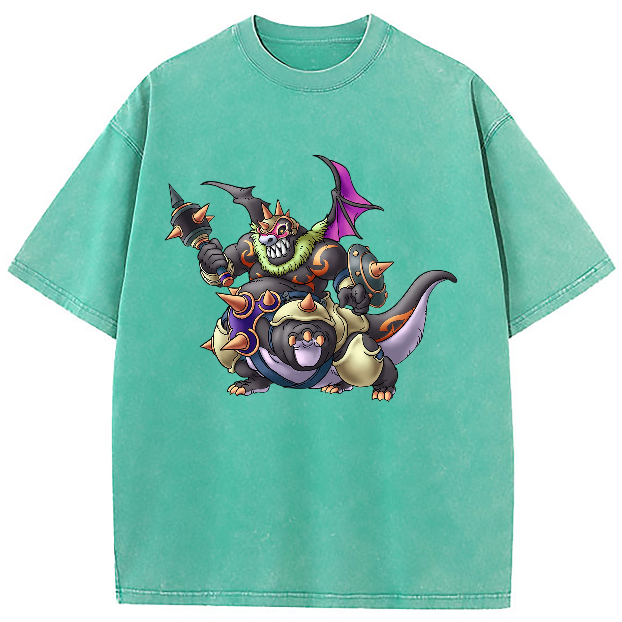 （画像用） ドラゴンクエスト Doragon Kuesuto Dragon Quest 綿100% ヴィンテージ風 半袖Tシャツ（フロントプリント）
